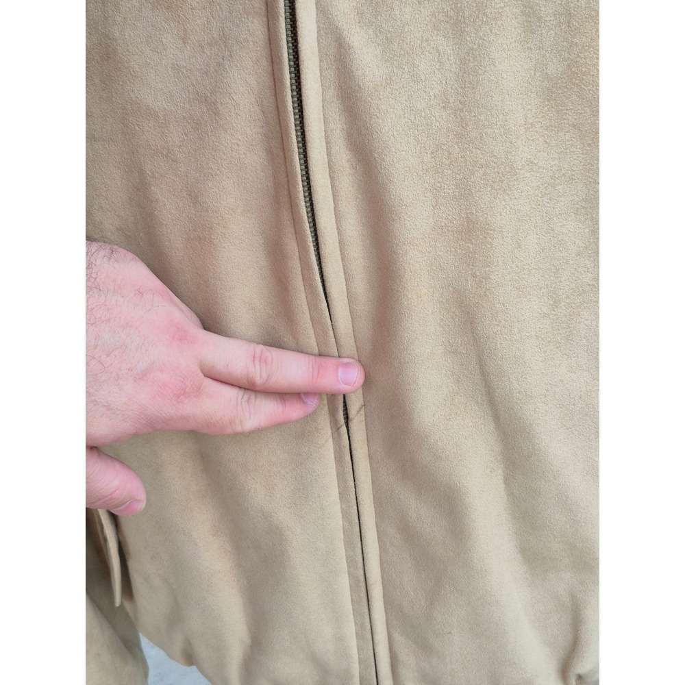 Vintage Lakeland Tan Suede Bomber Jacket Mens XL Full Zip Harrington Coat - Picture 13 of 16